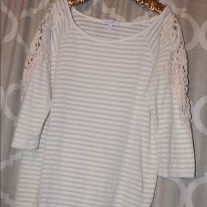 Stripped lace detail top